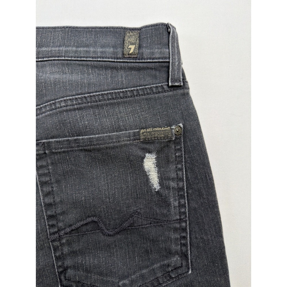 7 For All Mankind Slimmy Jeans Womens Gray Distressed Slim Fit Denim Size  31 - Picture 8 of 15